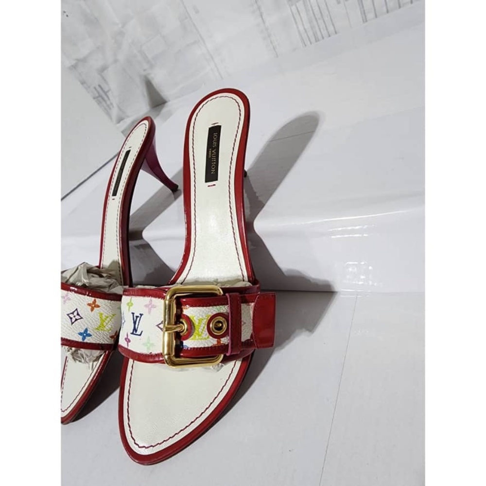 Authentic LOUIS VUITTON Monogram Canvas Slides White/Multicolored Size 39.5 - Picture 7 of 14